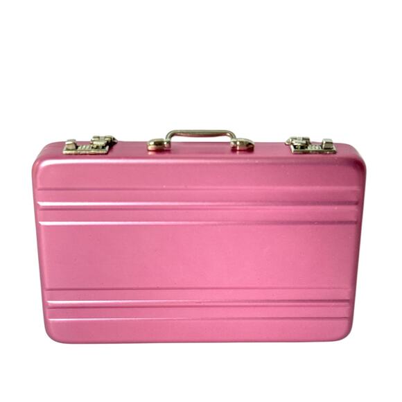 Mini Metal Briefcase Card Holder Pink Aluminum Alloy Case New - Picture 2 of 7